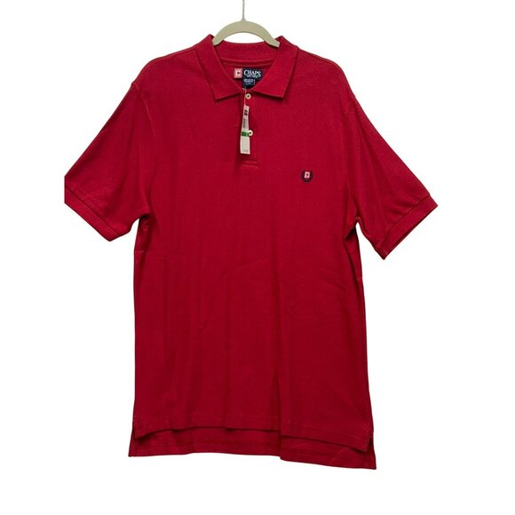 Chaps Mens Red Polo Shirt Size L 100% Cotton Classic Fit Short Sleeve Collar NWT - Picture 1 of 7